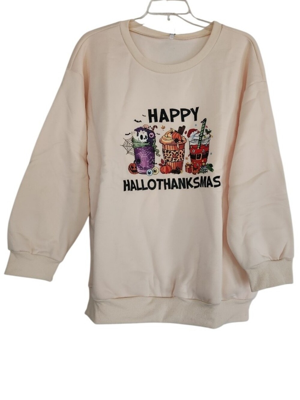 Happy Hallothanksmas Cream Sweatshirt Sz XXL Nwt